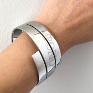 Emporio Armani Large Bangle Asymmetrical Stainless Steel Cuff Bracelet Silver